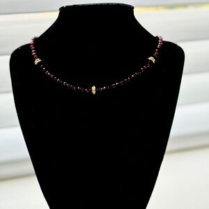 Stunning Red Garnet Choker with Cubic Zirconia Gold filled spacers!